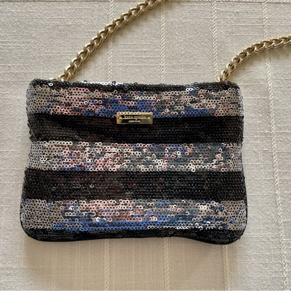 Kate Spade Sequin Crossbody Bag in Black and Silver